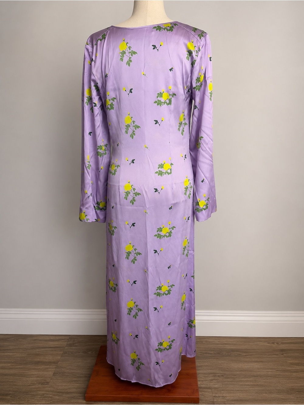 Bernadette Sarah Silk Satin Floral Maxi Dress NWT Lilac US 4 FR36 - Picture 3 of 13